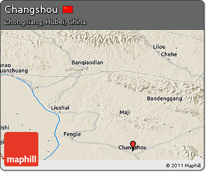 Shaded Relief Panoramic Map of Changshou