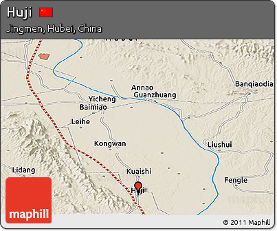 Shaded Relief Panoramic Map of Huji