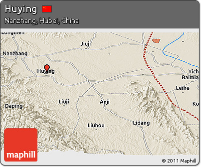 Shaded Relief Panoramic Map of Huying