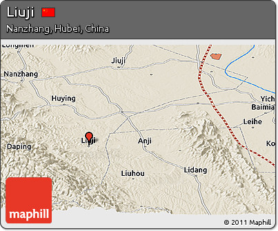 Shaded Relief Panoramic Map of Liuji