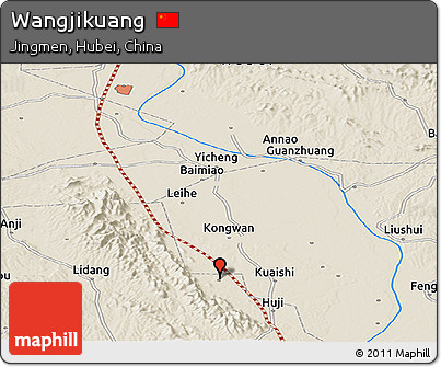 Shaded Relief Panoramic Map of Wangjikuang