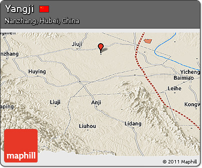 Shaded Relief Panoramic Map of Yangji