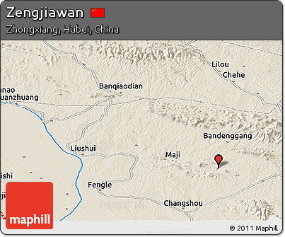 Shaded Relief Panoramic Map of Zengjiawan