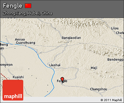 Shaded Relief Panoramic Map of Fengle