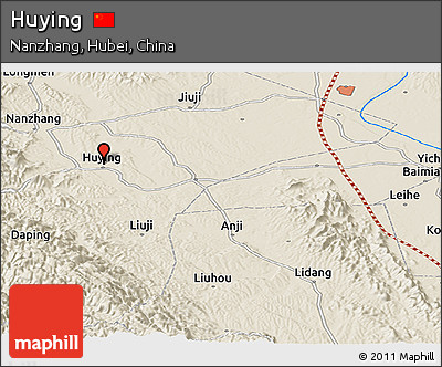 Shaded Relief Panoramic Map of Huying