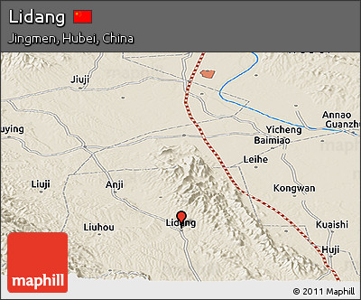 Shaded Relief Panoramic Map of Lidang