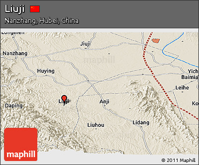 Shaded Relief Panoramic Map of Liuji