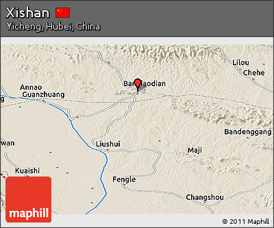 Shaded Relief Panoramic Map of Xishan