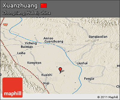 Shaded Relief Panoramic Map of Xuanzhuang