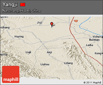Shaded Relief Panoramic Map of Yangji
