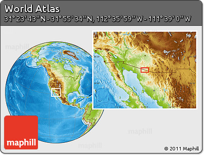 Physical Location Map of the Area around 31° 39' 38" N, 112° 7' 30" W