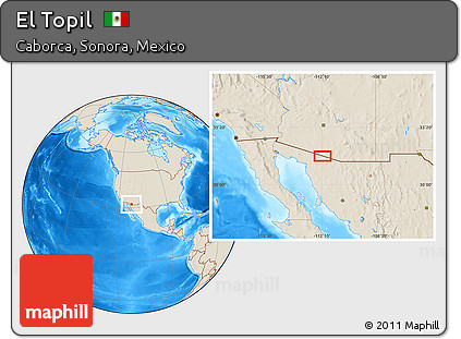 Shaded Relief Location Map of El Topil