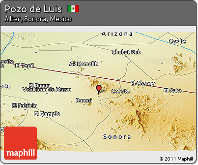 Physical Panoramic Map of Pozo De Luis