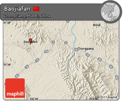 Shaded Relief Map of Baojiafan