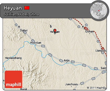 Shaded Relief Map of Heyuan