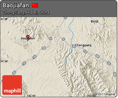 Shaded Relief Map of Baojiafan