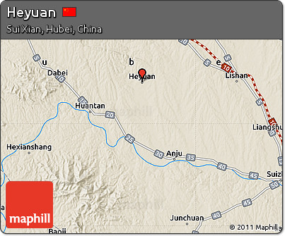Shaded Relief Map of Heyuan