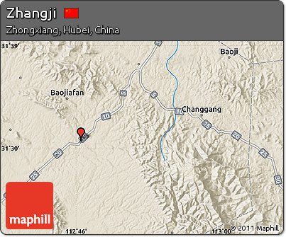 Shaded Relief Map of Zhangji