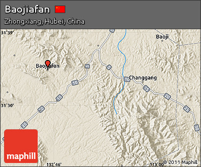 Shaded Relief Map of Baojiafan