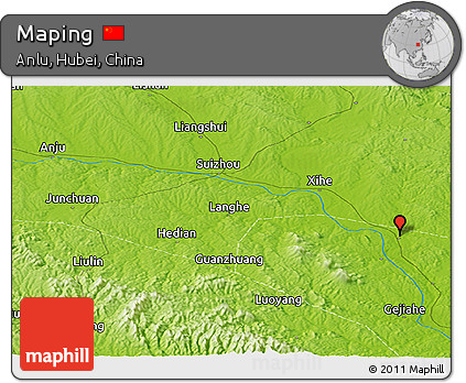 Physical Panoramic Map of Maping