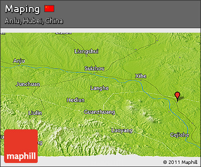 Physical Panoramic Map of Maping