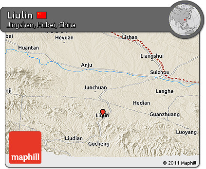 Shaded Relief Panoramic Map of Liulin