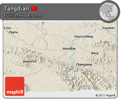Shaded Relief Panoramic Map of Tangdian