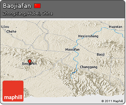 Shaded Relief Panoramic Map of Baojiafan