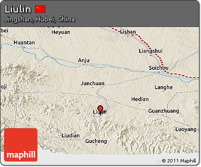 Shaded Relief Panoramic Map of Liulin