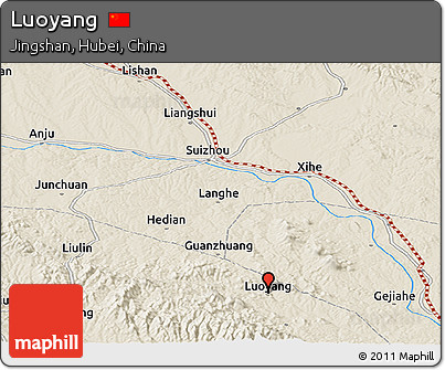 Shaded Relief Panoramic Map of Luoyang