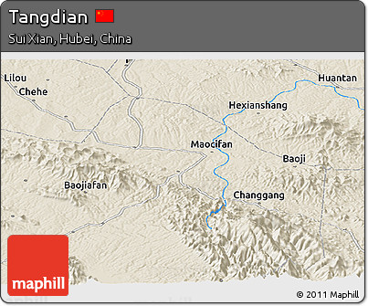 Shaded Relief Panoramic Map of Tangdian