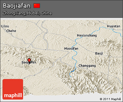 Shaded Relief Panoramic Map of Baojiafan