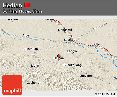 Shaded Relief Panoramic Map of Hedian