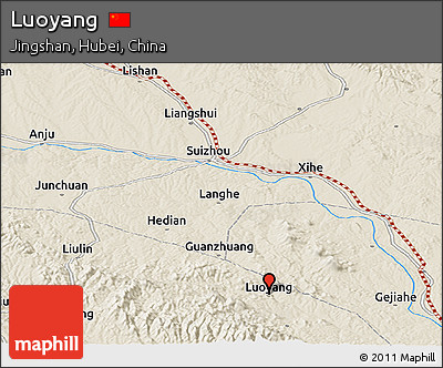 Shaded Relief Panoramic Map of Luoyang