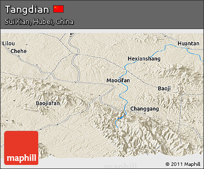 Shaded Relief Panoramic Map of Tangdian