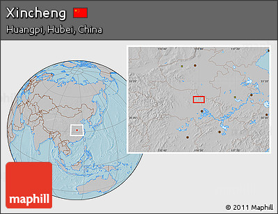 Gray Location Map of Xincheng, hill shading