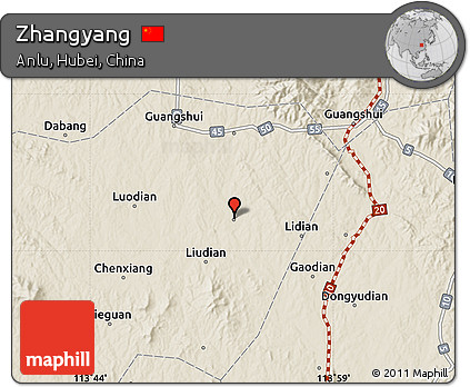 Shaded Relief Map of Zhangyang