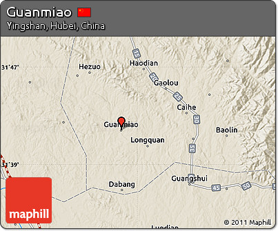 Shaded Relief Map of Guanmiao