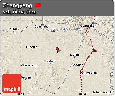 Shaded Relief Map of Zhangyang