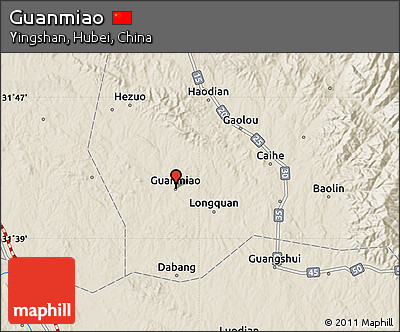Shaded Relief Map of Guanmiao