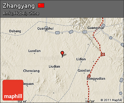 Shaded Relief Map of Zhangyang
