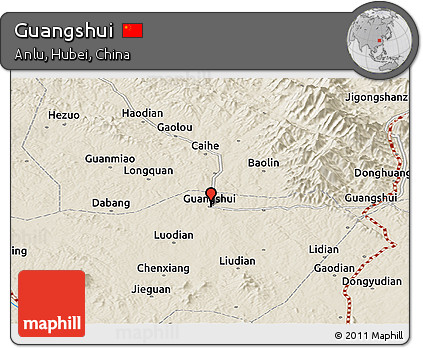 Shaded Relief Panoramic Map of Guangshui