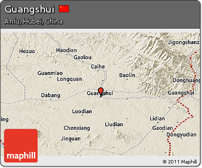 Shaded Relief Panoramic Map of Guangshui