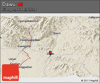 Shaded Relief Panoramic Map of Dawu