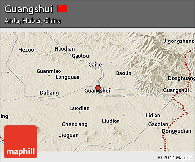 Shaded Relief Panoramic Map of Guangshui