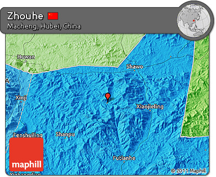 Political 3D Map of Zhouhe