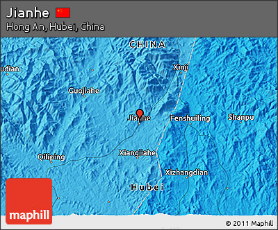 Political 3D Map of Jianhe