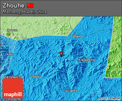 Political 3D Map of Zhouhe