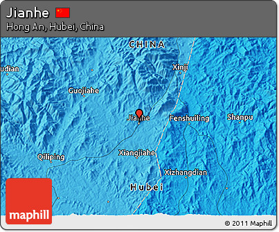 Political 3D Map of Jianhe