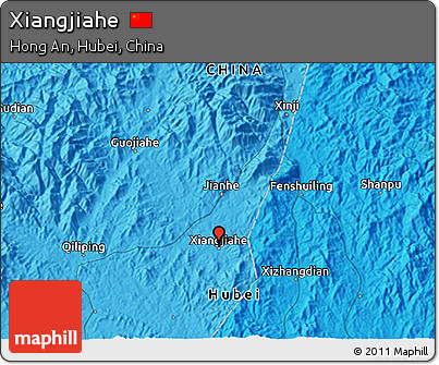 Political 3D Map of Xiangjiahe